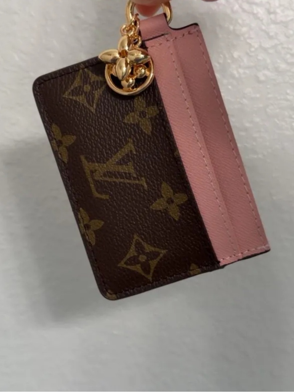 Brown Card Holder with Pink Trim - Picture 2 of 2